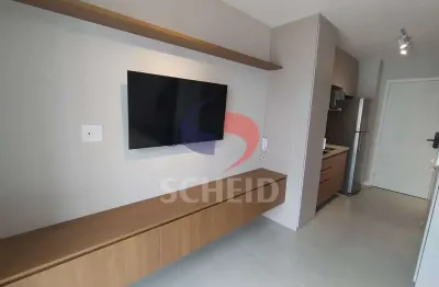 Estúdio novo e mobiliado para locação no Brooklin, com varanda e ar-condicionado