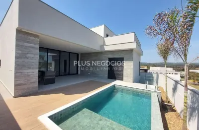 Casa terréa nova no condominio alphaville nova esplanada 4, piscina com borda infinita, vista privi