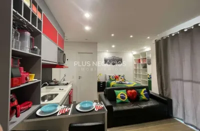 Flat mobiliado para locação no liberty home studio em andar alto com varanda e vista em sorocaba