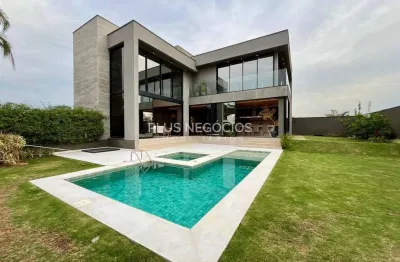 Casa de alto padrão no alphaville 4 sorocaba – terreno de 690m², 5 suítes, piscina, vista privativa