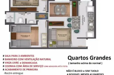 Apartamento novo com 2 quartos, peças amplas 1 vaga de estacionamento demarcada.