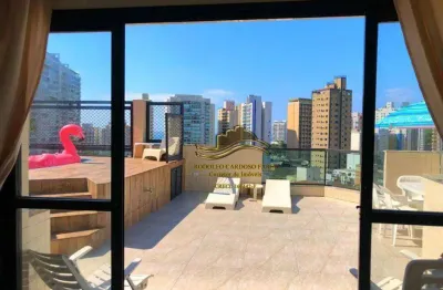 Guarujá praia das astúrias cobertura 2 dormitórios churrasqueira e piscina