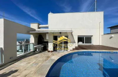Guarujá-sp praia das astúrias cobertura 196m² 2 vagas vista mar piscina varanda gourmet sauna ar-condicionado