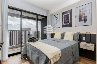 Studio 22 m² mobiliado, 1 dormitório, banheiro, cozinha americana, sem vaga, próximo ao metrô.