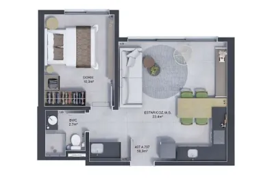 Apartamento de 1 dormitório com vaga de garagem no estreito