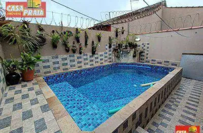 Casa com piscina e churrasqueira! 2 dormitórios, 85 m² por r$ 405.000 - vera cruz - mongaguá/sp