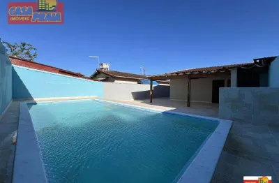 Casa com piscina e churrasqueira! 2 dormitórios, 127 m² por r$ 430.000 - balneário flórida mirim - mongaguá/sp