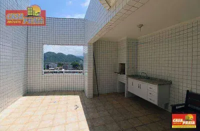 Oferta cobertura mongaguá nova duplex 2 dorms c/ churrasqueira em prédio frente ao mar.
