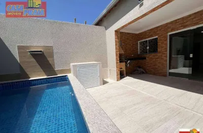 Casa nova com piscina e 2 quartos, 110 m² por r$ 450.000 - santa eugênia - mongaguá/sp