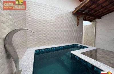 350 metros da praia! casa com 2 dormitórios piscina e churrasqueira, 99 m² por r$ 350.000 - itaóca - mongaguá/sp