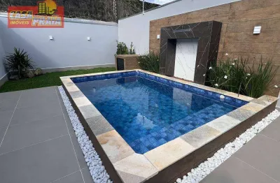 Casa nova com piscina 3 quartos, churrasqueira, 105 m²  r$ 550.000, 750 metros da praia - vila atlântica - mongaguá/sp