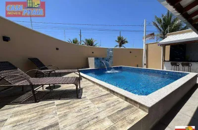 Casa luxuosa frente ao mar 3 suítes com piscina, 206 m² por r$ 1.280.000 - balneário itaoca - mongaguá/sp