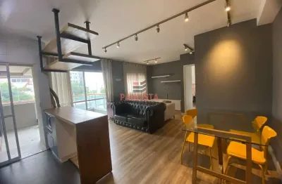 Apartamento  67m² Mobiliado com 1 Suíte, Lavabo, Salas, Varanda gourmet. Cozinha Americana e 1 Vaga