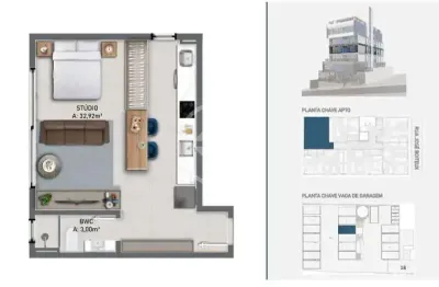 Studio no centro de florianópolis com uma vaga de garagem e louge, espaço gourmet, pet place, sauna e muito mais na área de lazer! codigo: 129702