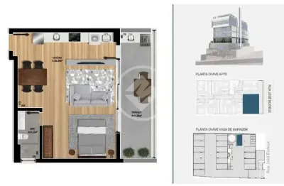 Studio no centro de florianópolis com terraço, uma vaga de garagem e louge, espaço gourmet, pet place, sauna e muito mais na área de lazer! codigo: 129695