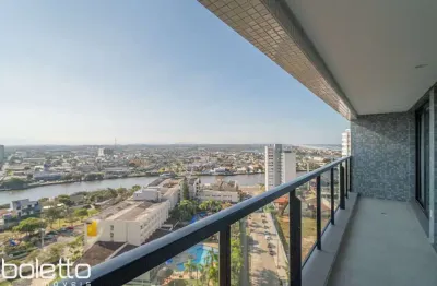 Apartamento 1 dormitório mobiliado e decorado com sacada vista para o rio em tor