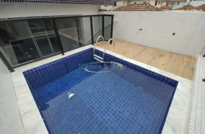 Venda de casa sobreposta alta com 3 suítes 2 vagas e piscina no embaré - santos / sp
