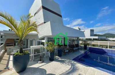 Cobertura à beira mar com 6 dormitórios (5 suítes), 4 vagas, lazer, jardim astúrias, guarujá/sp