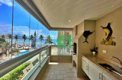 Apartamento frente mar com 3 suítes, varanda gourmet, 2 vagas, lazer, à venda em astúrias, guarujá.