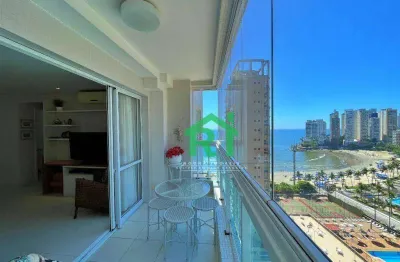 Apartamento beira mar, 2 dormitórios (1 suíte), 2 vagas, lazer, jardim astúrias - guarujá/sp