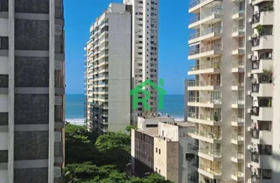 Apartamento beira mar, vista ao mar, 2 dormitórios (1 suíte), 1 vaga, pitangueiras, guarujá/sp.