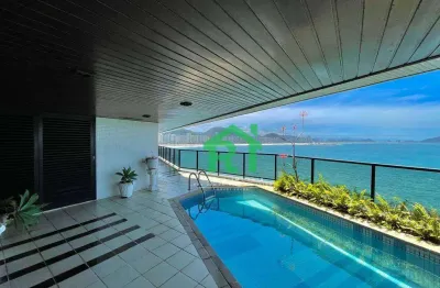 Apartamento frente mar, 4 dormitórios (4 suítes), 4 vagas, área de lazer, jardim astúrias, guarujá/sp