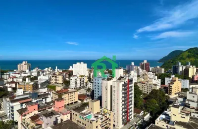 Apartamento com vista mar, 3 dormitórios (1 suíte), 2 vagas, lazer, jardim astúrias, guarujá/sp