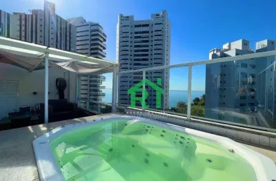 Cobertura  reformada com vista mar, 4 dormitórios (suítes), lazer, jardim astúrias - guarujá/sp.