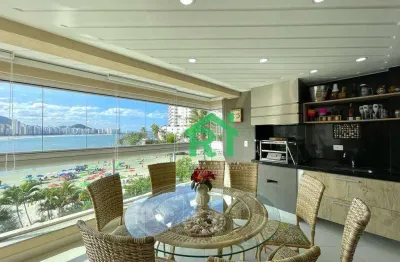 Apartamento frente mar, 4 dormitórios (4 suítes), 2 vagas, área de lazer, jardim astúrias, guarujá/sp