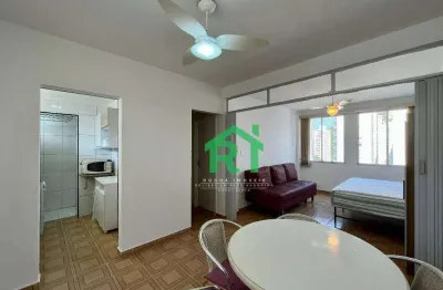 Apartamento á beira mar, 1 quarto, 1 vaga, pitangueiras, guarujá/sp