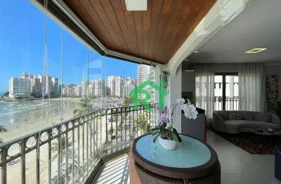 Apartamento frente mar, 3 dormitórios (3 suítes), 2 vagas, área de lazer, jardim astúrias, guarujá/sp