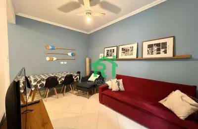 Apartamento com vista para o mar, sacada, 1 dormitório, pitangueiras, guarujá/sp