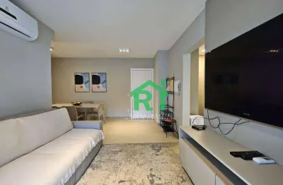 Apartamento reformado, moderno, 2 dormitórios (1 suíte), sacada, 2 vagas de garagem, astúrias, guarujá/sp