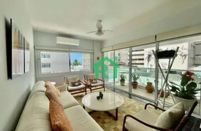 Apartamento beira mar, 3 dormitórios (1 suíte), 2 vagas, área de lazer, jardim astúrias, guarujá/sp