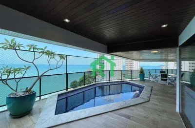 Apartamento frente mar, 4 dormitórios (4 suítes), 3 vagas, área de lazer, jardim astúrias, guarujá/sp