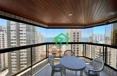 Apartamento à beira mar com 4 dormitórios (2 suítes), 2 vagas, área de lazer, jardim astúrias, guarujá/sp