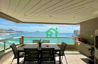 Apartamento frente mar com 4 dormitórios (4 suítes), 2 vagas, lazer, jardim astúrias, guarujá/sp