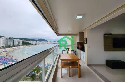 Apartamento frente para o mar, reformado, 3 dormitórios (1 suíte), lazer, 2 vagas , jardim astúrias, guarujá/sp