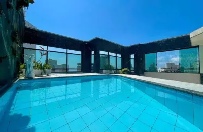 Cobertura com vista mar, 4 dormitórios (3 suítes), lazer privativo, jardim astúrias - guarujá/sp