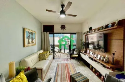 Apartamento com sacada, 3 dormitórios (1 suíte), 1 vaga, enseada, guarujá/sp