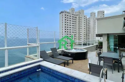 Cobertura à beira mar com 3 quartos (3 suítes), 2 vagas e lazer à venda em jardim astúrias, guarujá