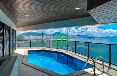 Apartamento frente mar, 4 dormitórios (4 suítes), 3 vagas, área de lazer, jardim astúrias, guarujá/sp