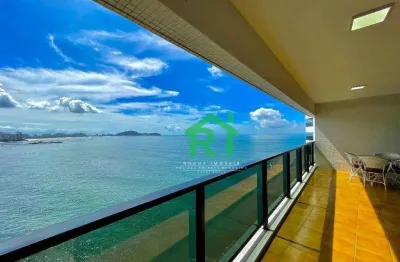 Apartamento frente mar, 3 suítes, 2 vagas, área de lazer, jardim astúrias, guarujá/sp