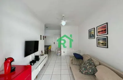 Apartamento com sacada, 3 dormitórios (1 suíte), 1 vaga, jardim astúrias, guarujá/sp