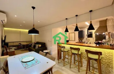 Apartamento reformado, 2 dormitórios (1 suíte), 1 vaga, área de lazer, jardim astúrias, guarujá/sp
