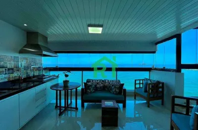 Apartamento frente mar, 3 dormitórios (3 suítes), 2 vagas, área de lazer, pitangueiras, guarujá/sp