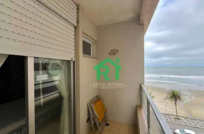 Apartamento á beira mar, 2 quartos, 1 vaga, jardim astúrias, guarujá/sp