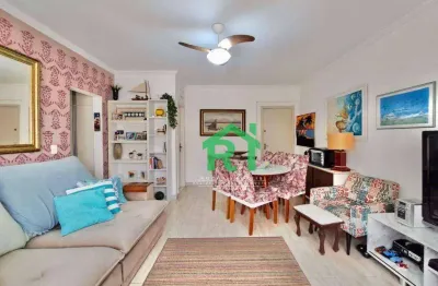 Apartamento beira mar, 1 dormitório, 1 vaga, astúrias, guarujá/sp.