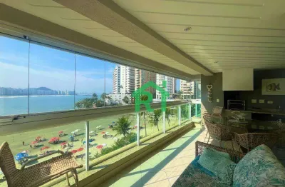 Apartamento à beira mar com 4 dormitórios (4 suítes), 2 vagas, lazer, jardim astúrias, guarujá/sp