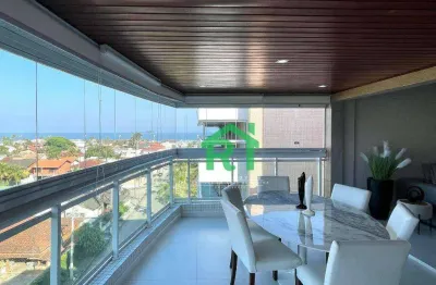 Apartamento à beira mar com 4 suítes, 4 vagas, área de lazer, enseada, guarujá/sp